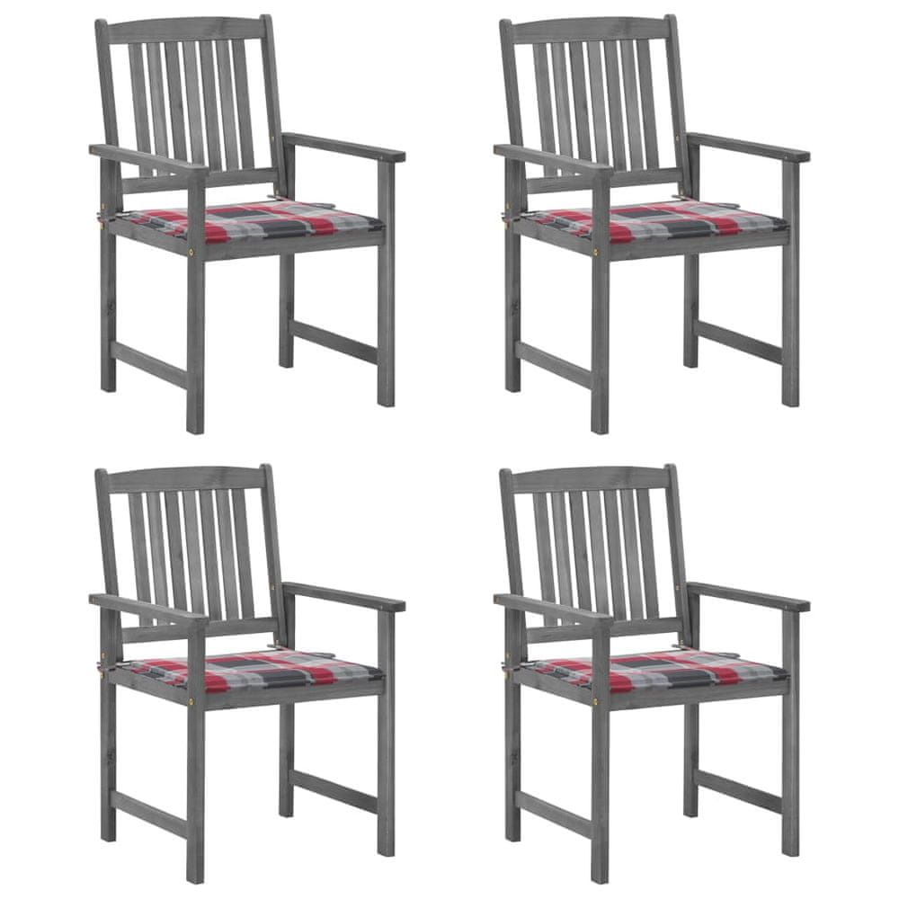 Petromila vidaXL Záhradné stoličky s podložkami 4 ks, sivé, akáciový masív